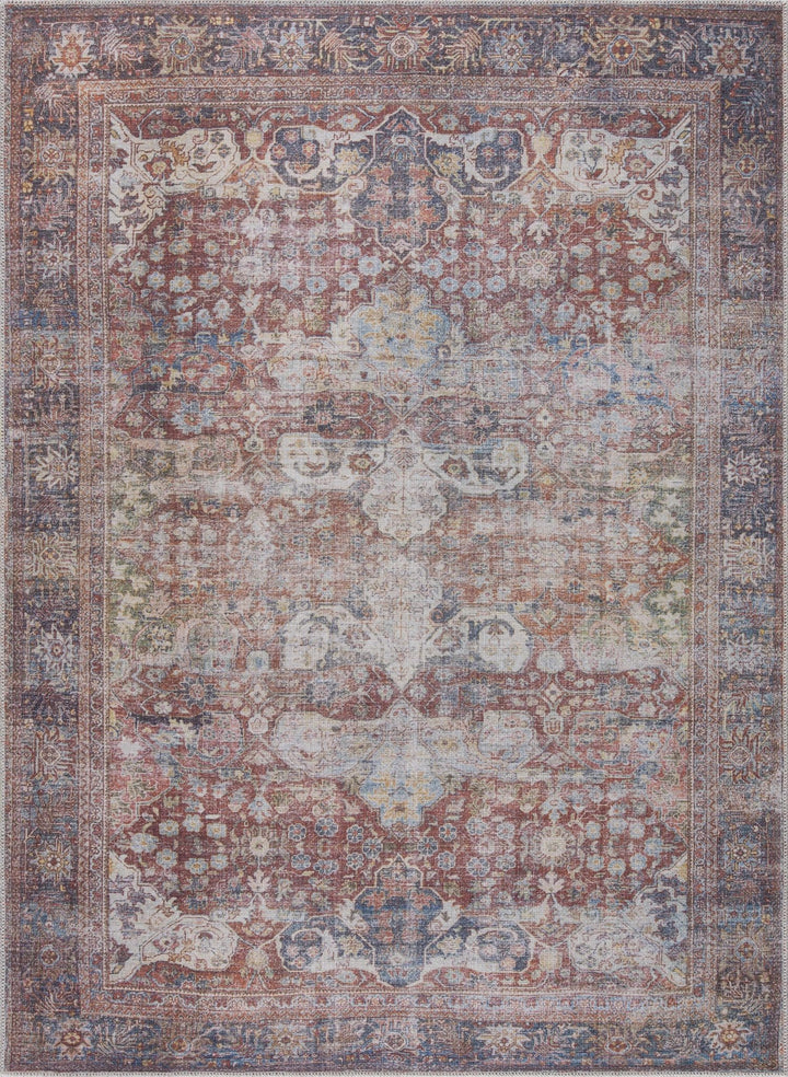 Elki Traditional Rust And Gray Washable Area Rug - The Rug Decor