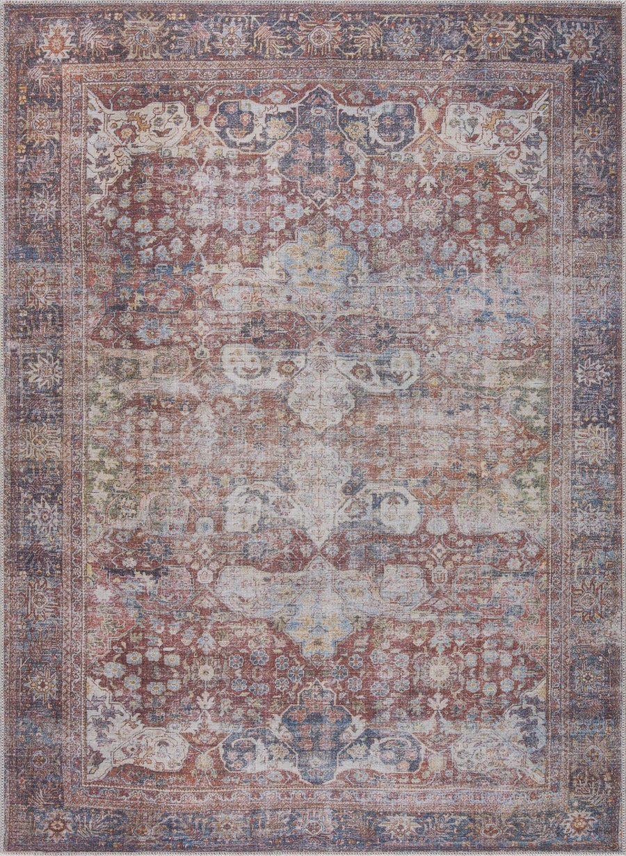 Elki Traditional Rust And Gray Washable Area Rug - The Rug Decor