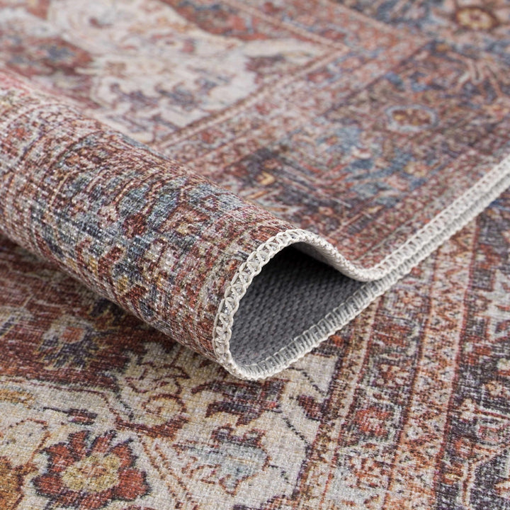 Elki Traditional Rust And Gray Washable Area Rug - The Rug Decor