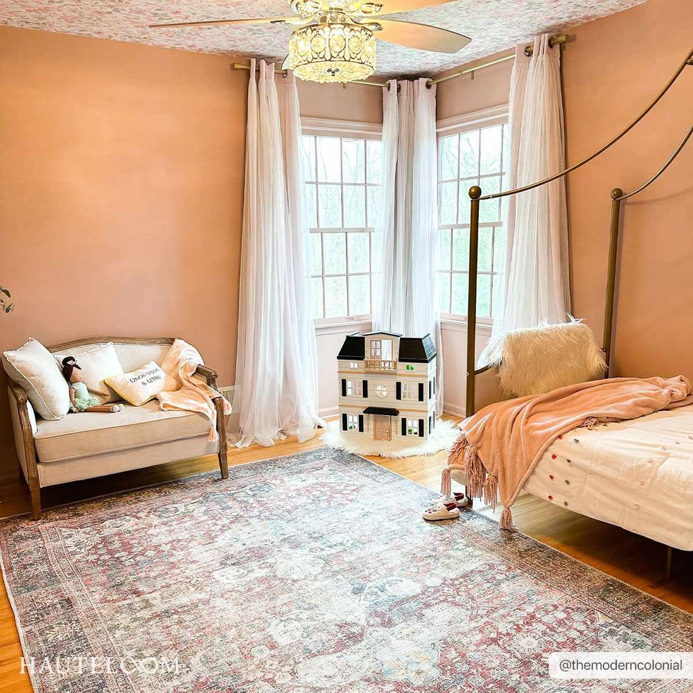 Elki Traditional Rust And Gray Washable Area Rug - The Rug Decor