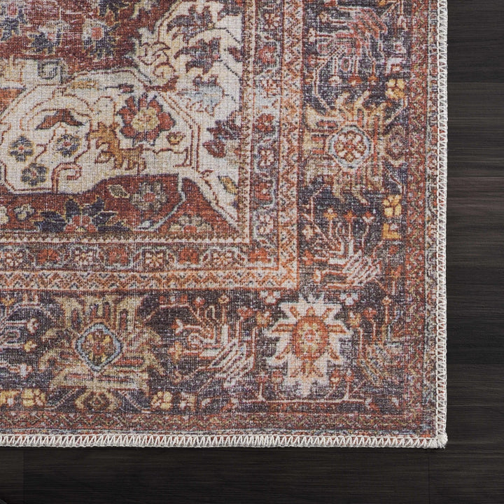 Elki Traditional Rust And Gray Washable Area Rug - The Rug Decor