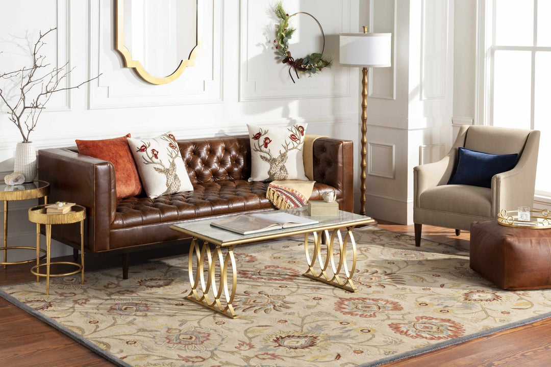 Elkins Traditional Oushak Hand Tufted Beige & Rust Wool Rug - The Rug Decor