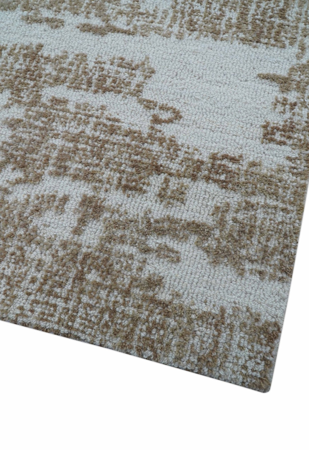 Ella Custom Made Abstract Brown And Ivory Hand Tufted wool rug - The Rug Decor
