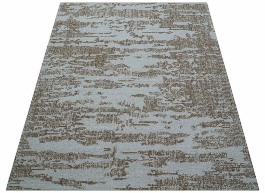Ella Custom Made Abstract Brown And Ivory Hand Tufted wool rug - The Rug Decor