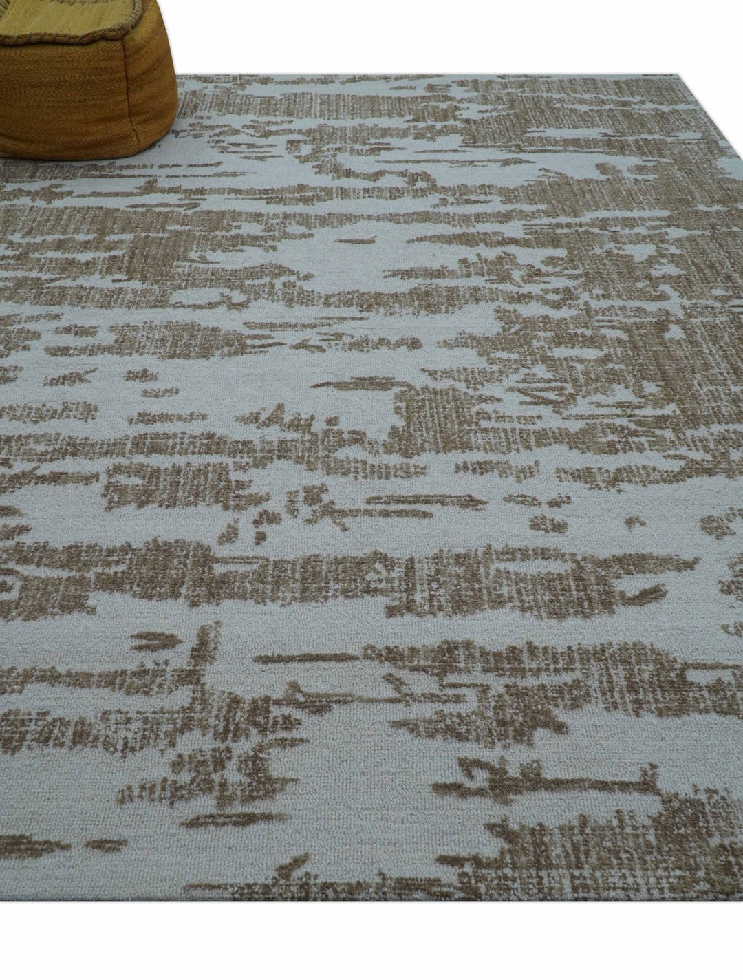 Ella Custom Made Abstract Brown And Ivory Hand Tufted wool rug - The Rug Decor