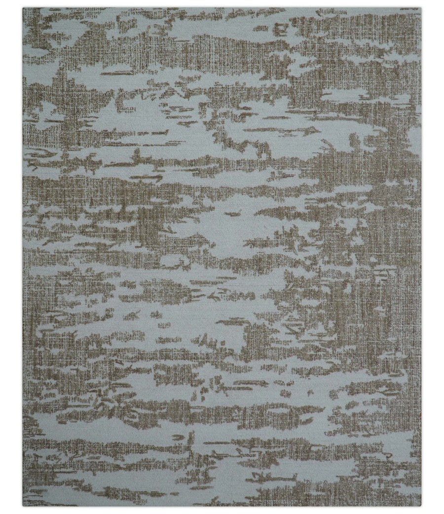 Ella Custom Made Abstract Brown And Ivory Hand Tufted wool rug - The Rug Decor