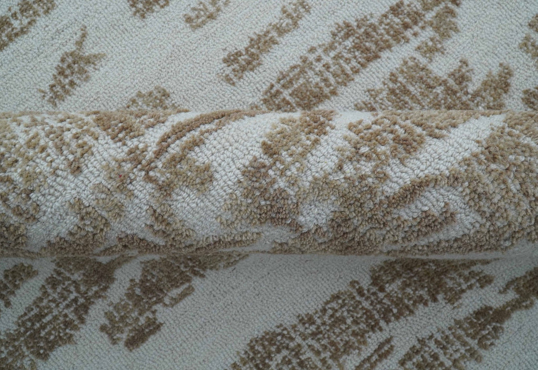 Ella Custom Made Abstract Brown And Ivory Hand Tufted wool rug - The Rug Decor