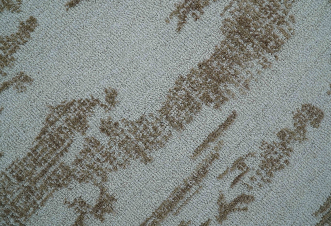 Ella Custom Made Abstract Brown And Ivory Hand Tufted wool rug - The Rug Decor