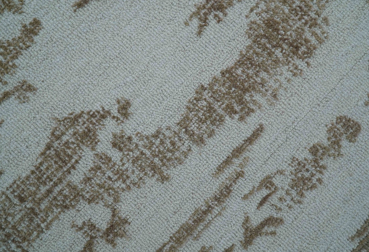 Ella Custom Made Abstract Brown And Ivory Hand Tufted wool rug - The Rug Decor
