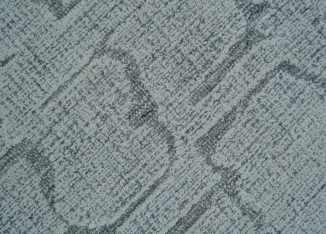 Ella Custom Made Contemporary Gray And Ivory Hand Tufted wool rug - The Rug Decor