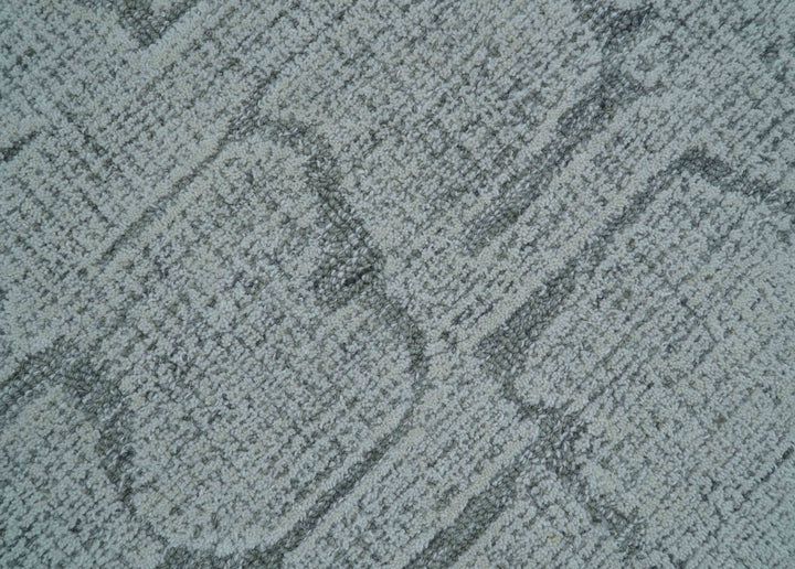Ella Custom Made Contemporary Gray And Ivory Hand Tufted wool rug - The Rug Decor