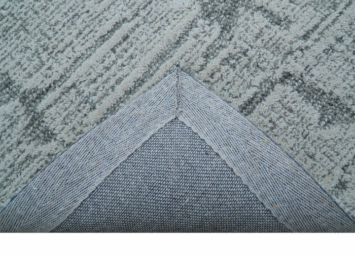 Ella Custom Made Contemporary Gray And Ivory Hand Tufted wool rug - The Rug Decor