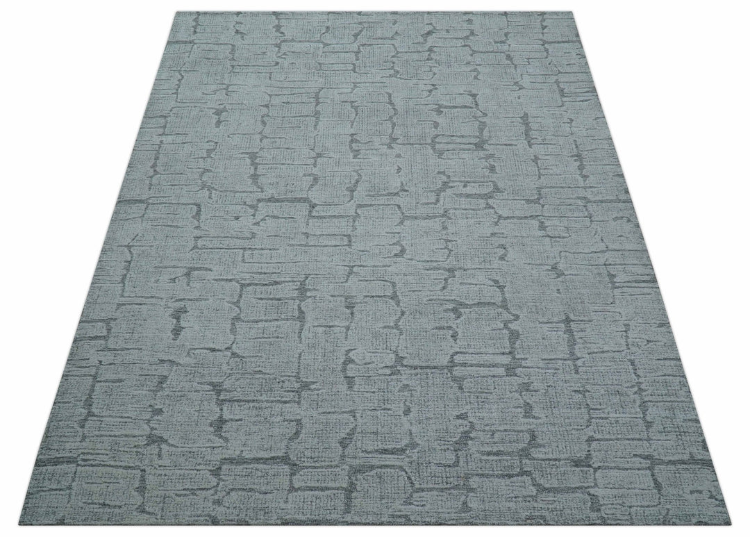 Ella Custom Made Contemporary Gray And Ivory Hand Tufted wool rug - The Rug Decor