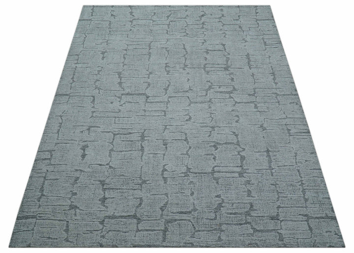 Ella Custom Made Contemporary Gray And Ivory Hand Tufted wool rug - The Rug Decor