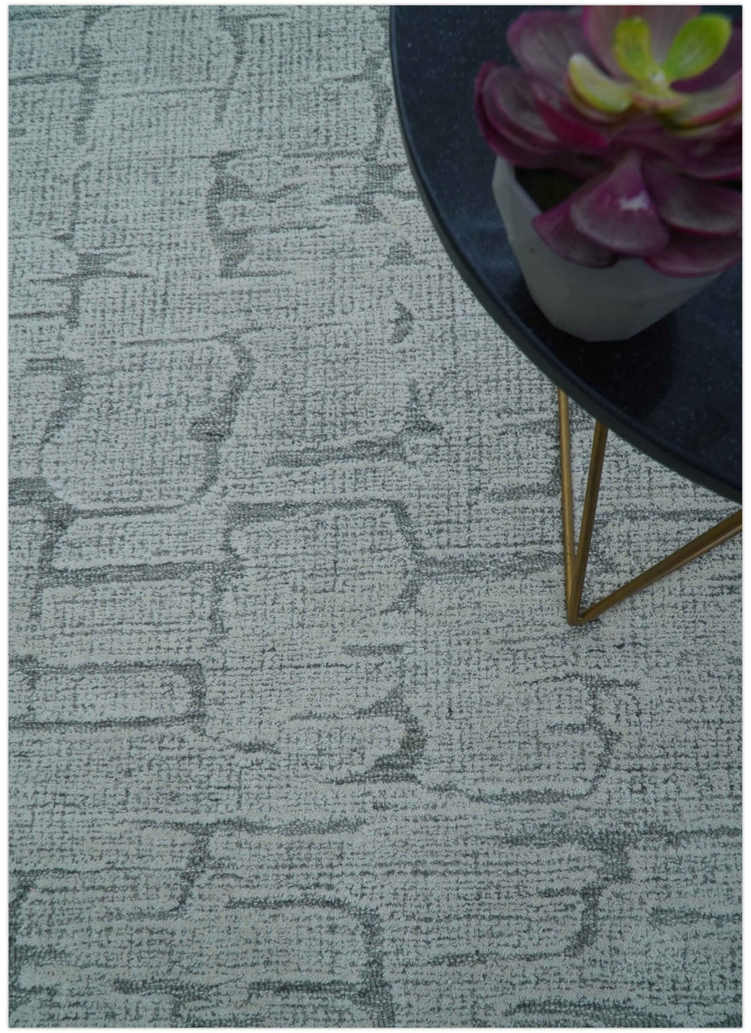 Ella Custom Made Contemporary Gray And Ivory Hand Tufted wool rug - The Rug Decor