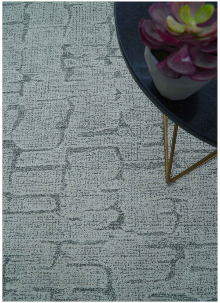 Ella Custom Made Contemporary Gray And Ivory Hand Tufted wool rug - The Rug Decor