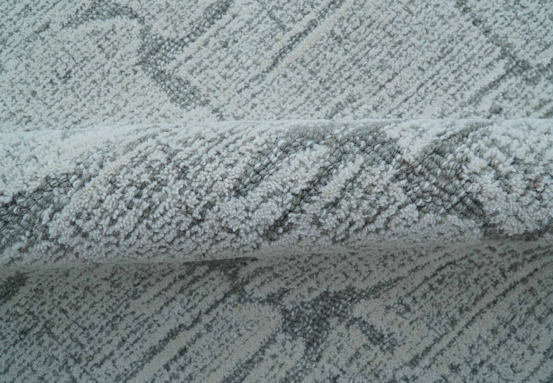 Ella Custom Made Contemporary Gray And Ivory Hand Tufted wool rug - The Rug Decor