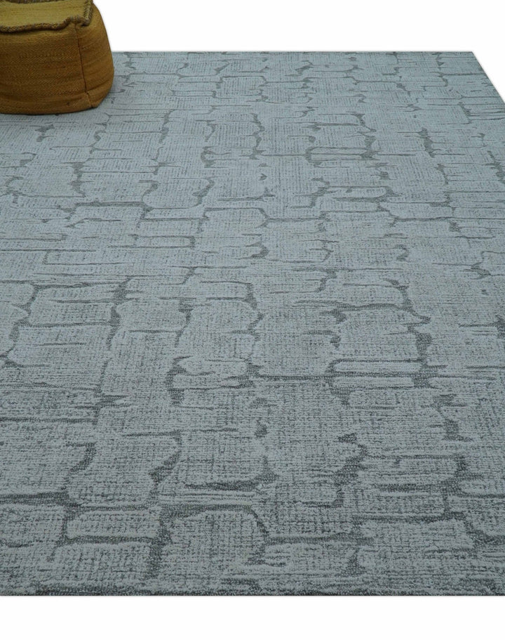 Ella Custom Made Contemporary Gray And Ivory Hand Tufted wool rug - The Rug Decor