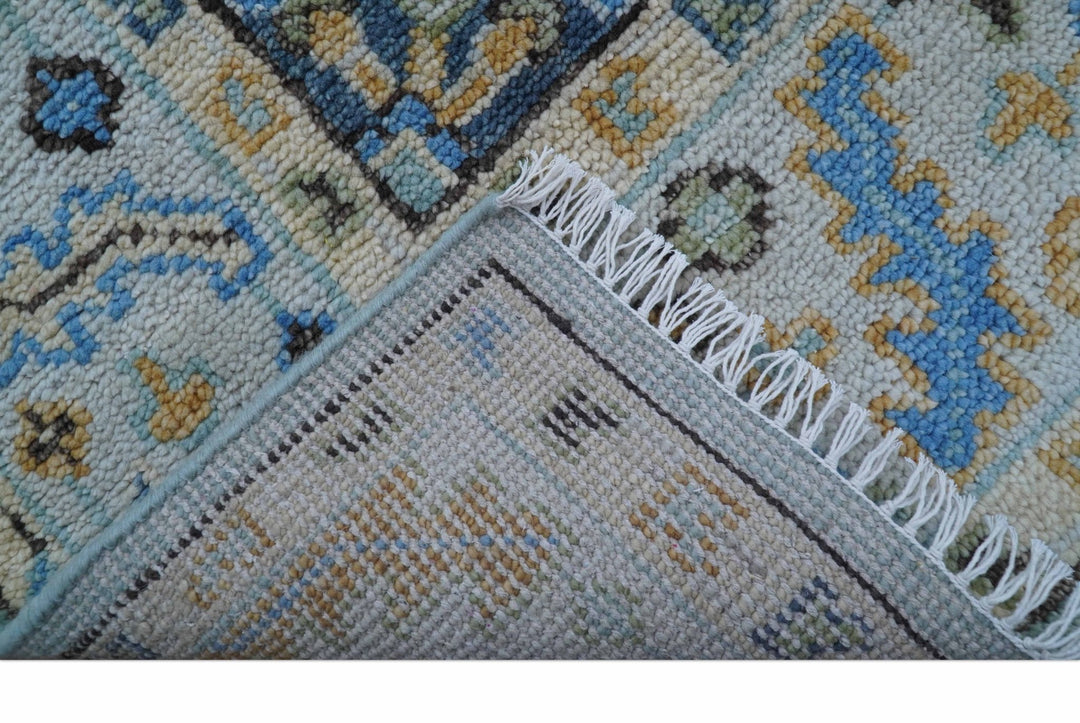 Ellie Blue And Beige Turkish Design Hand Knotted Wool Rug - The Rug Decor