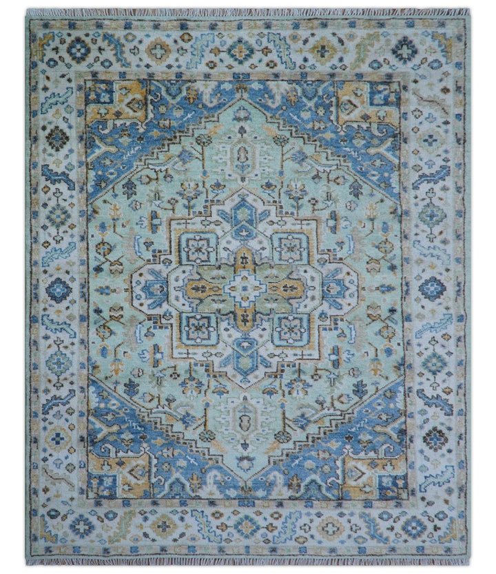Ellie Hand Knotted Light Green And Ivory Turkish Design Wool Rug - The Rug Decor