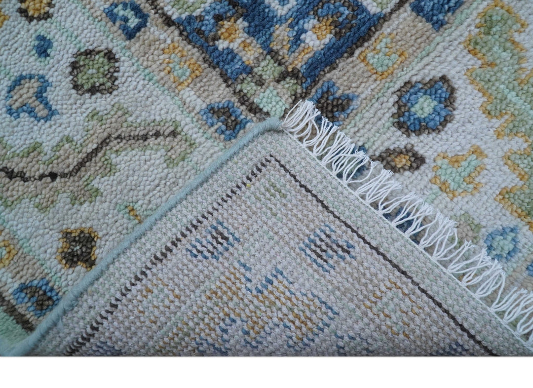 Ellie Hand Knotted Light Green And Ivory Turkish Design Wool Rug - The Rug Decor