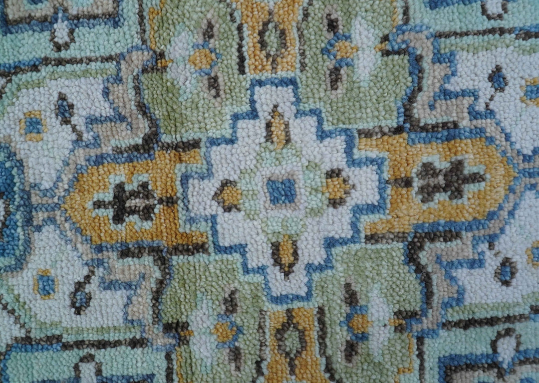 Ellie Hand Knotted Light Green And Ivory Turkish Design Wool Rug - The Rug Decor