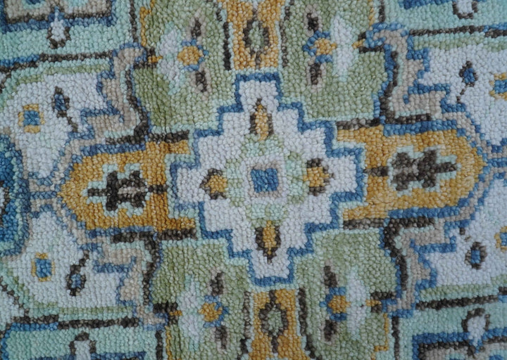 Ellie Hand Knotted Light Green And Ivory Turkish Design Wool Rug - The Rug Decor