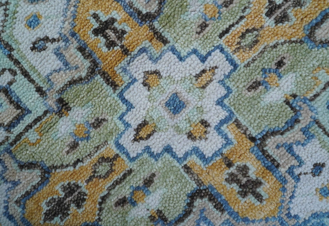 Ellie Hand Knotted Light Green And Ivory Turkish Design Wool Rug - The Rug Decor