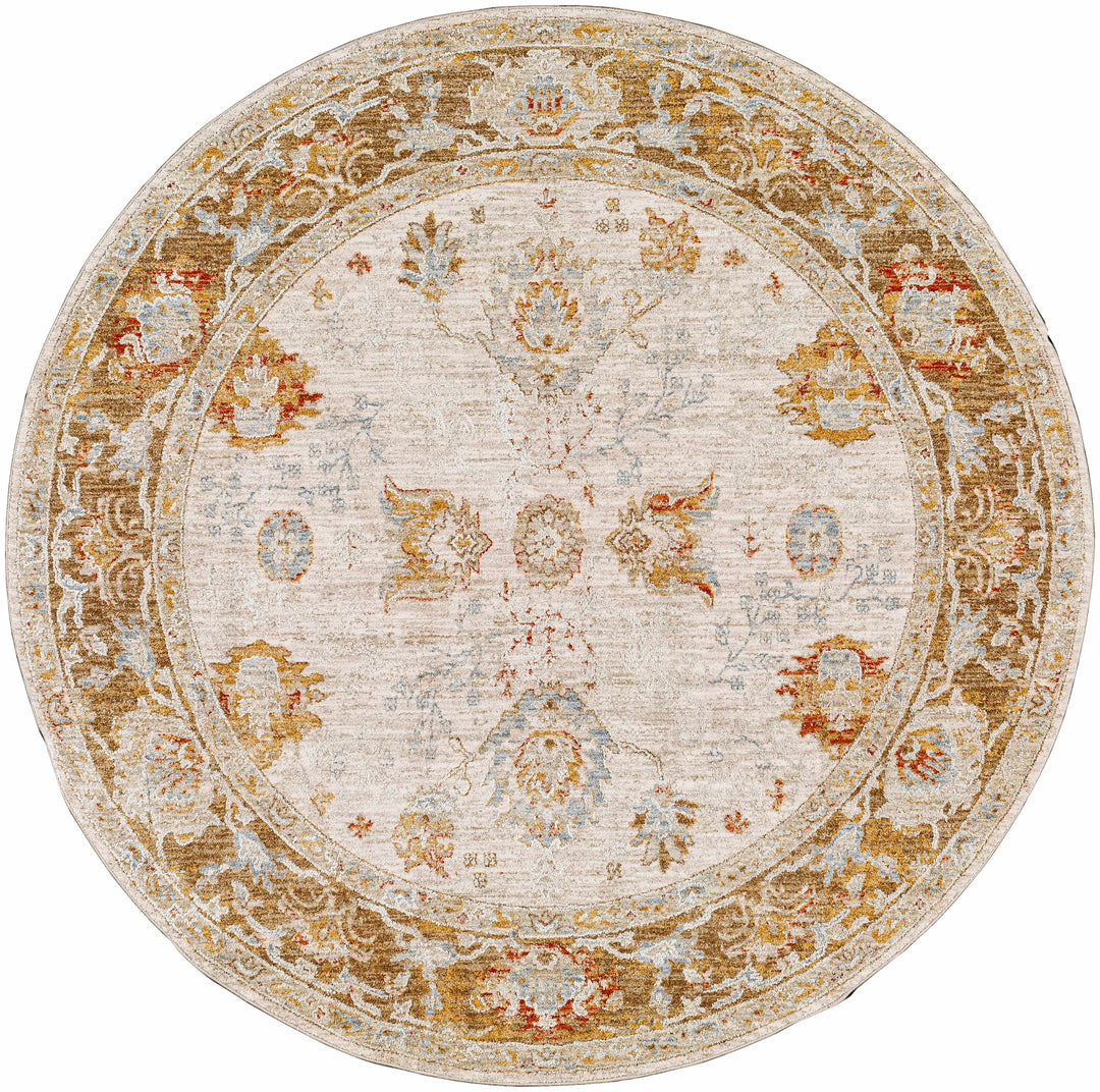 Elloree Traditional Style Ivory And Brown Area Rug
