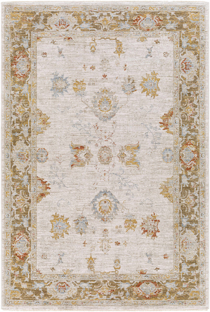 Elloree Traditional Style Ivory And Brown Area Rug
