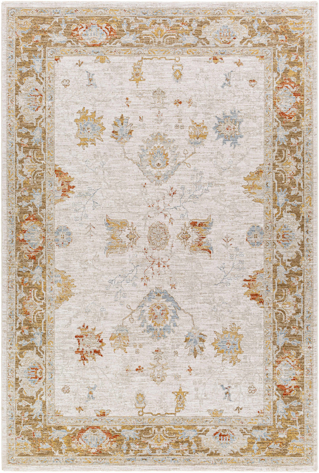 Elloree Traditional Style Ivory And Brown Area Rug