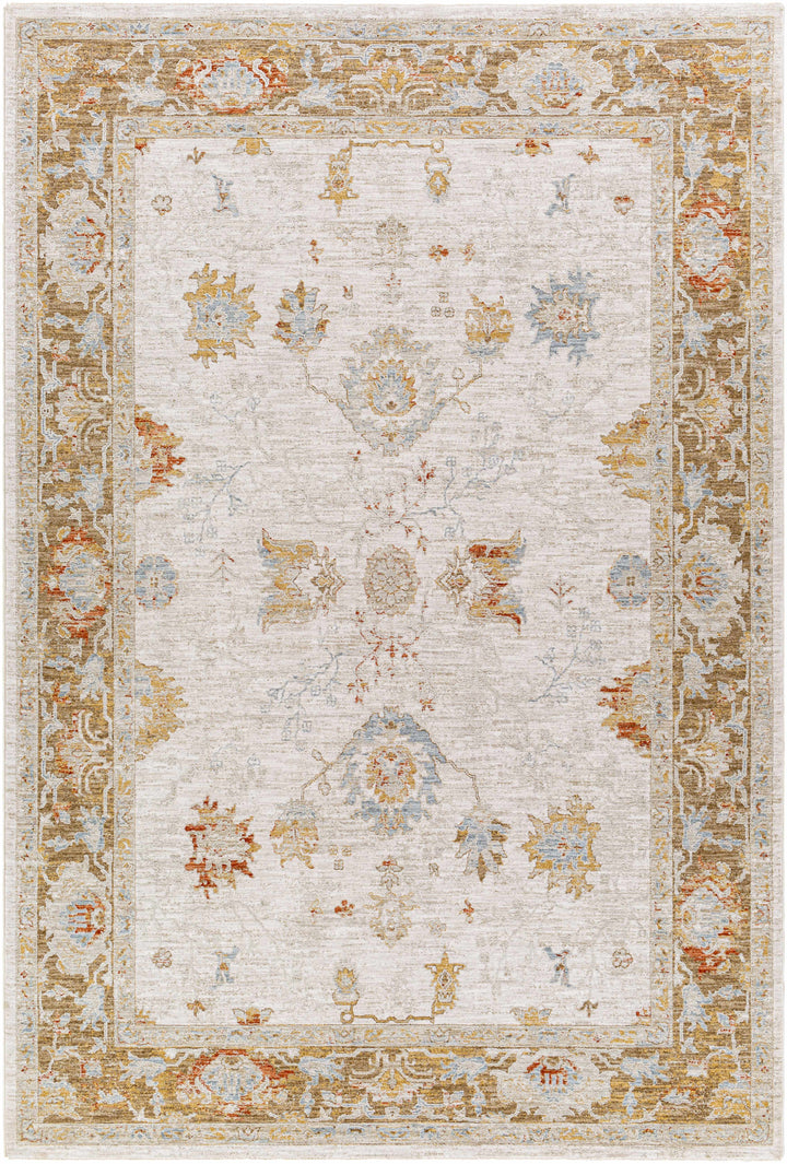 Elloree Traditional Style Ivory And Brown Area Rug