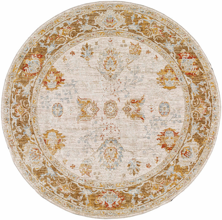 Elloree Traditional Style Ivory And Brown Area Rug - The Rug Decor