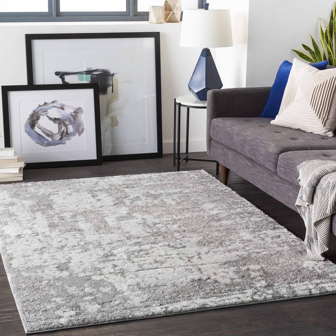 Elsa Gray And Ivory Modern Abstract Design Area Rug - The Rug Decor