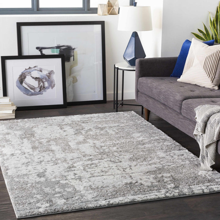 Elsa Gray And Ivory Modern Abstract Design Area Rug - The Rug Decor
