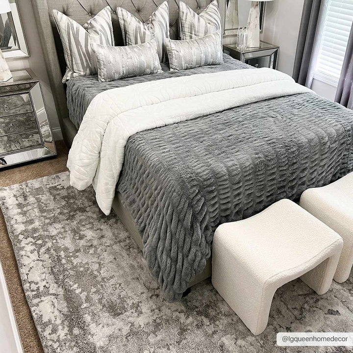 Elsa Gray And Ivory Modern Abstract Design Area Rug - The Rug Decor