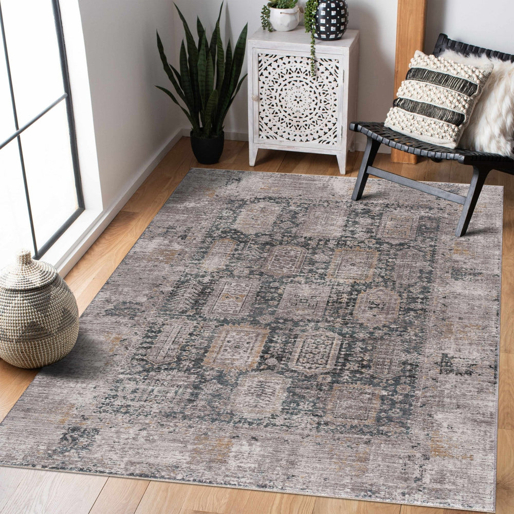 Elsu Traditional Style Brown And Gray Area Rug - The Rug Decor