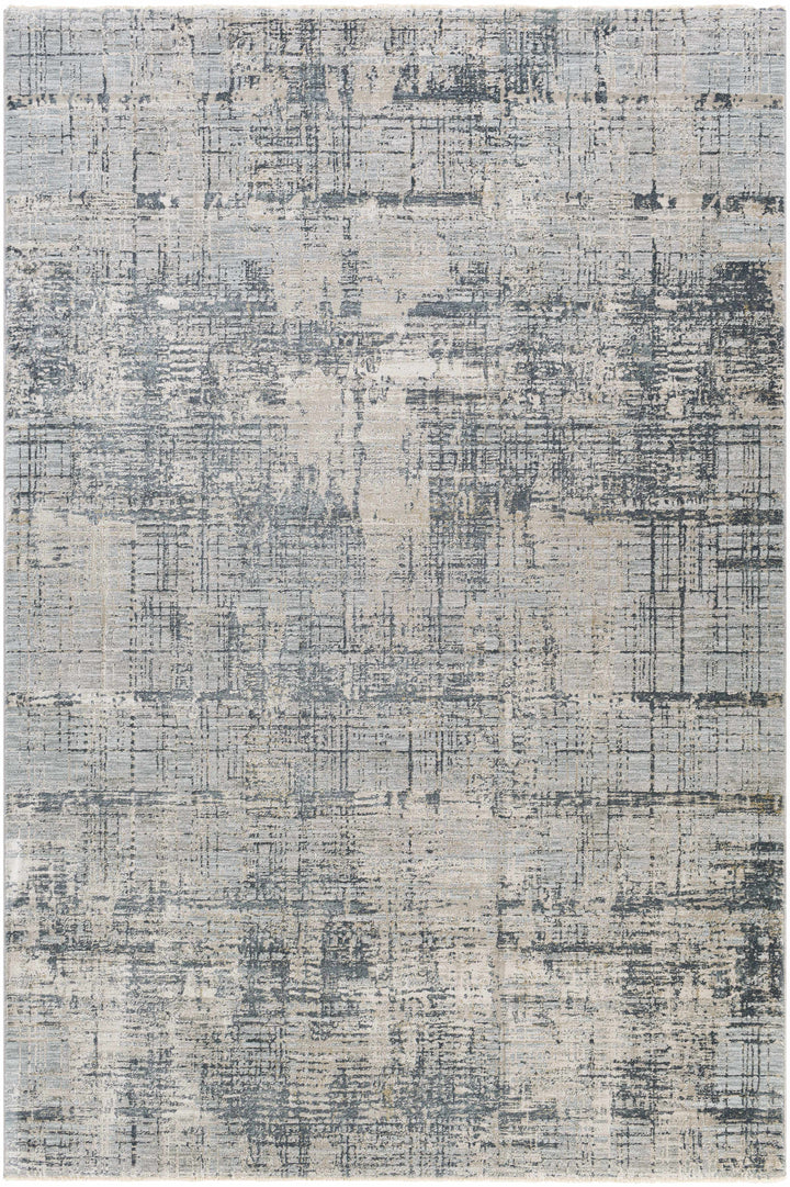 Contemporary Abstract Gray Machine Woven Rug