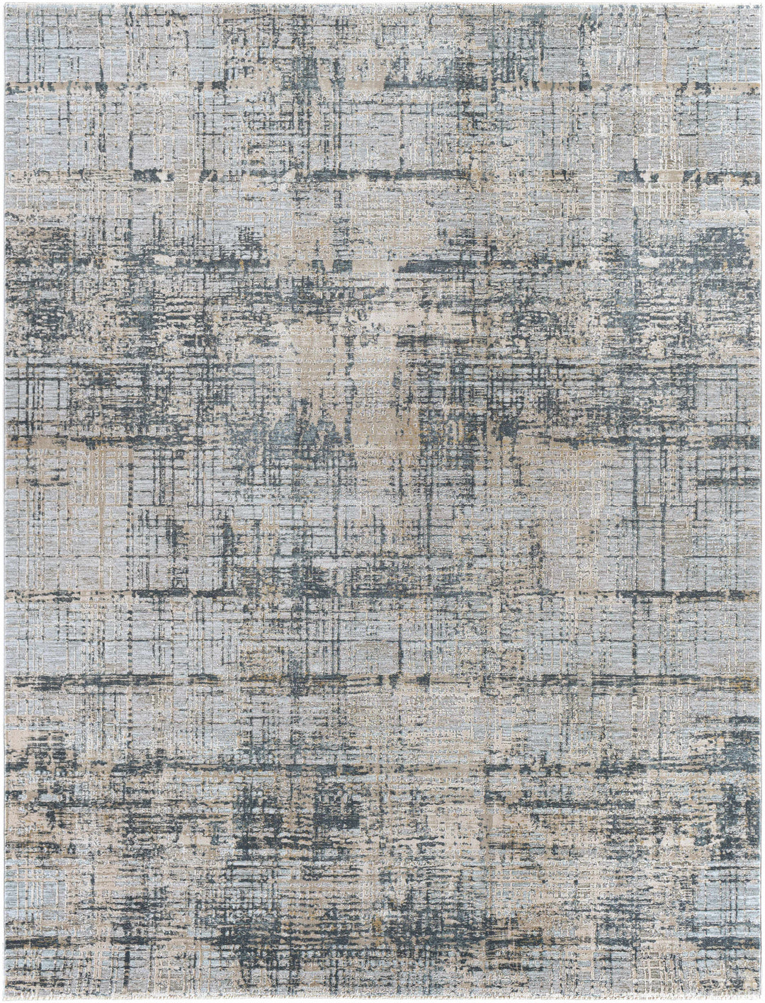 Contemporary Abstract Gray Machine Woven Rug