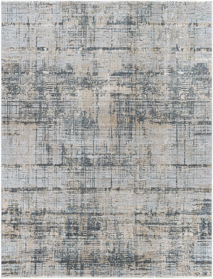 Contemporary Abstract Gray Machine Woven Rug
