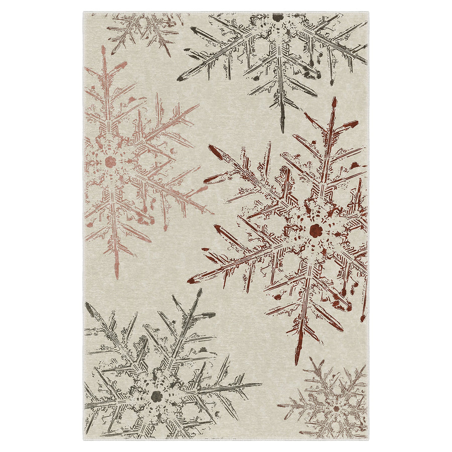Elvian Christmas Beige Machine Washable Cotton Area Rug - The Rug Decor