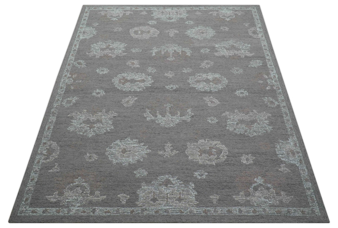 Elvin Custom Made Traditional Oushak Gray Hand Tufted wool rug - The Rug Decor