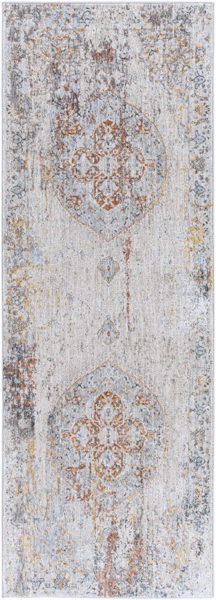 Ely Gray And Ivory Traditional Medallion Design Area Rug - The Rug Decor
