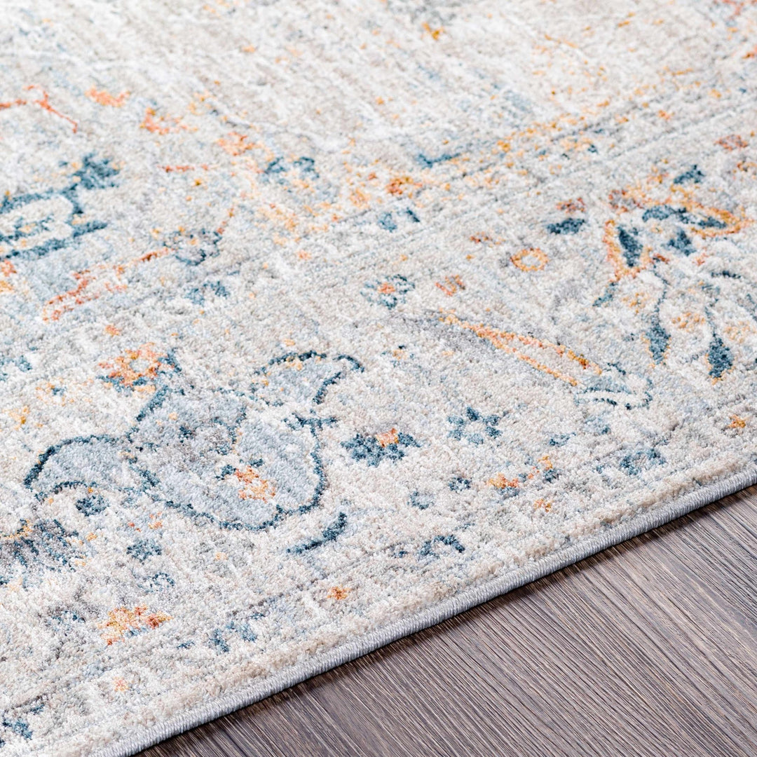 Ely Gray And Ivory Traditional Medallion Design Area Rug - The Rug Decor