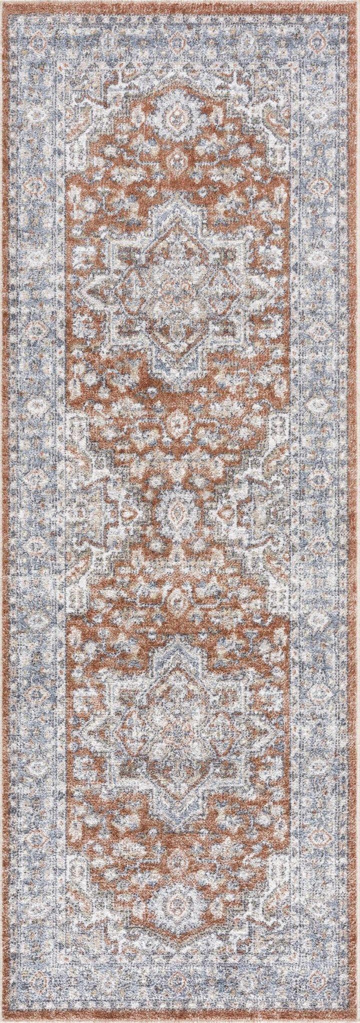 Ember Oriental Design Rust And Gray Washable Rug - The Rug Decor