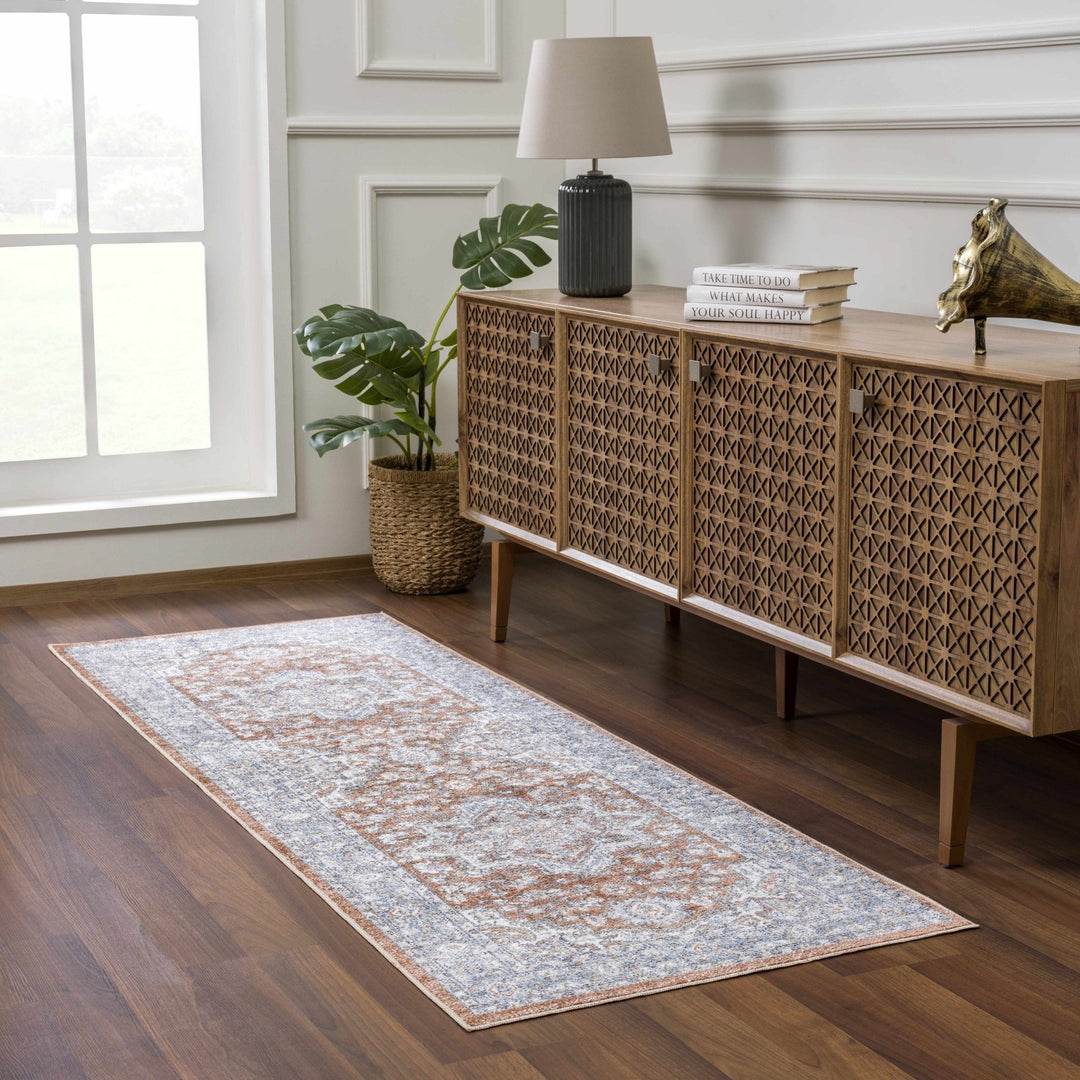 Ember Oriental Design Rust And Gray Washable Rug - The Rug Decor