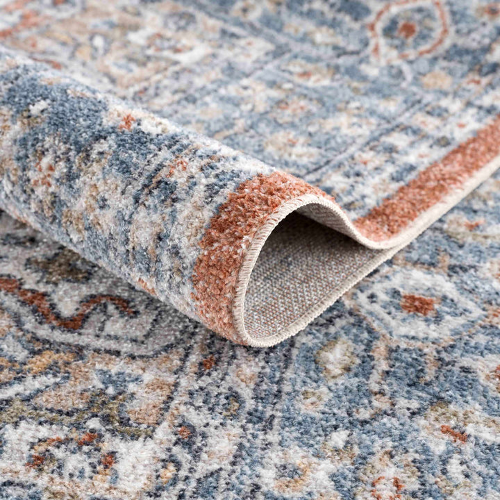 Ember Oriental Design Rust And Gray Washable Rug - The Rug Decor