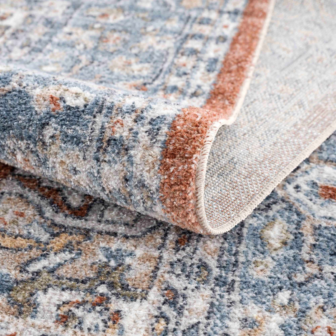 Ember Oriental Design Rust And Gray Washable Rug - The Rug Decor