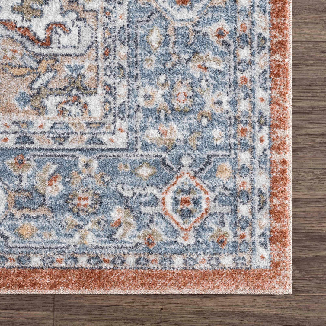 Ember Oriental Design Rust And Gray Washable Rug - The Rug Decor
