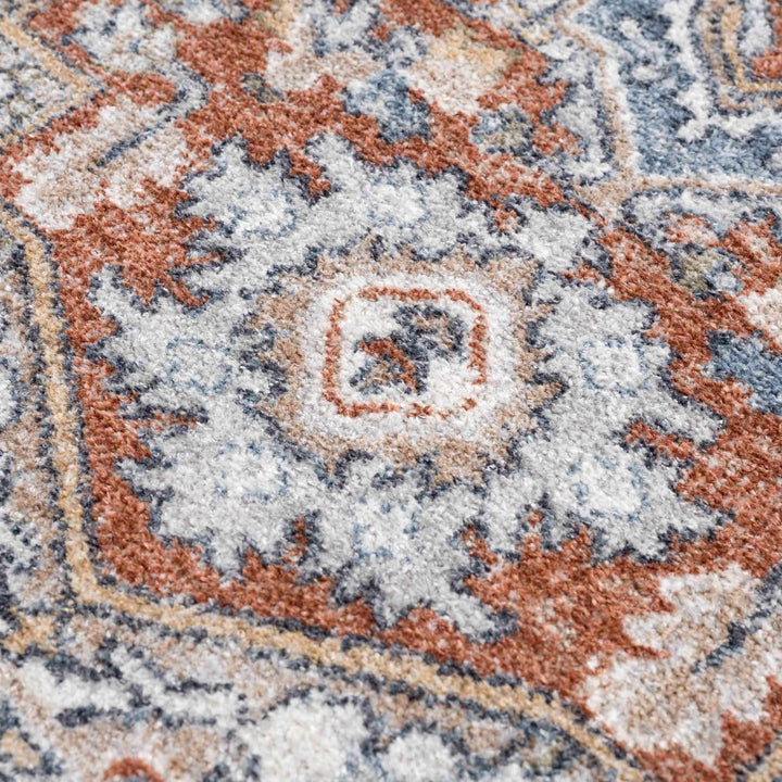 Ember Oriental Design Rust And Gray Washable Rug - The Rug Decor